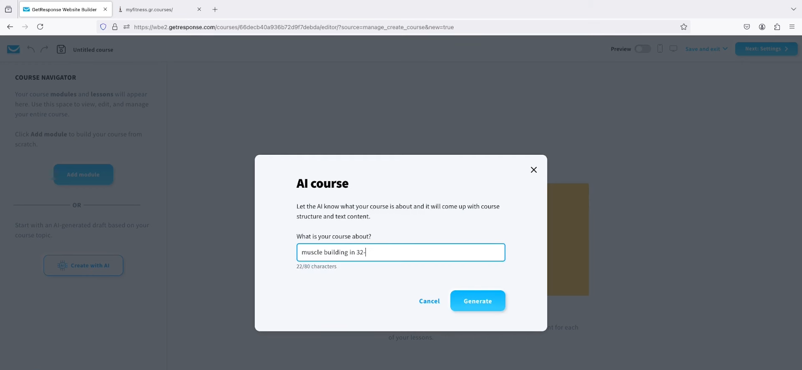 GetResponse's AI course creator